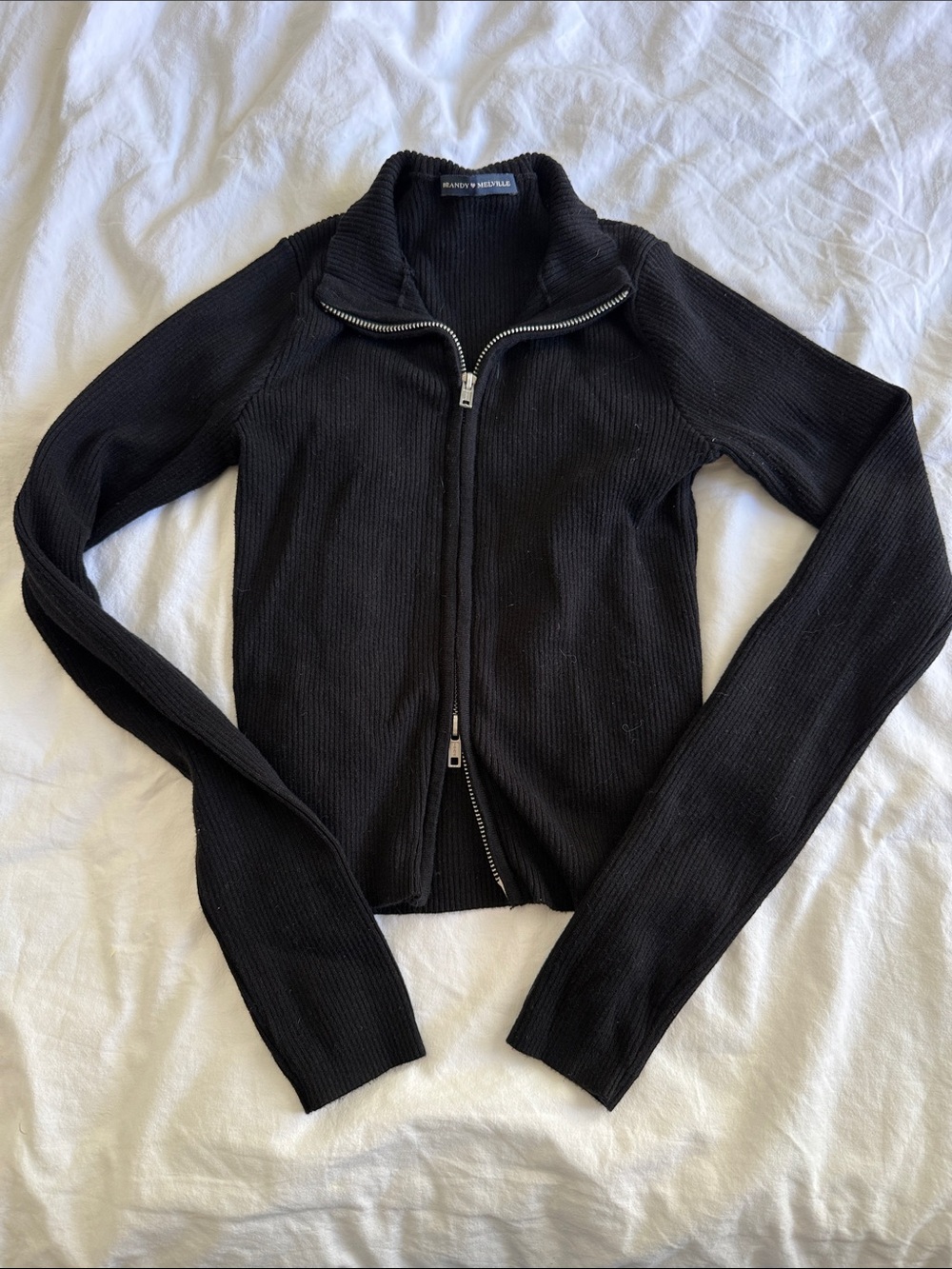Brandy Melville Ribbed Zip-Up Sweater